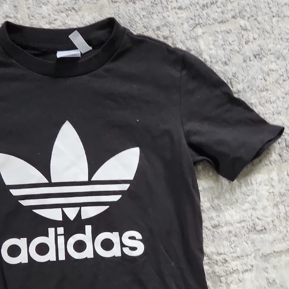 Adidas Black Tee with White Trefoil Logo Size Small - Picture 3 of 5